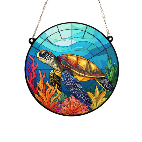 Turtle Stained Glass Effect Suncatcher